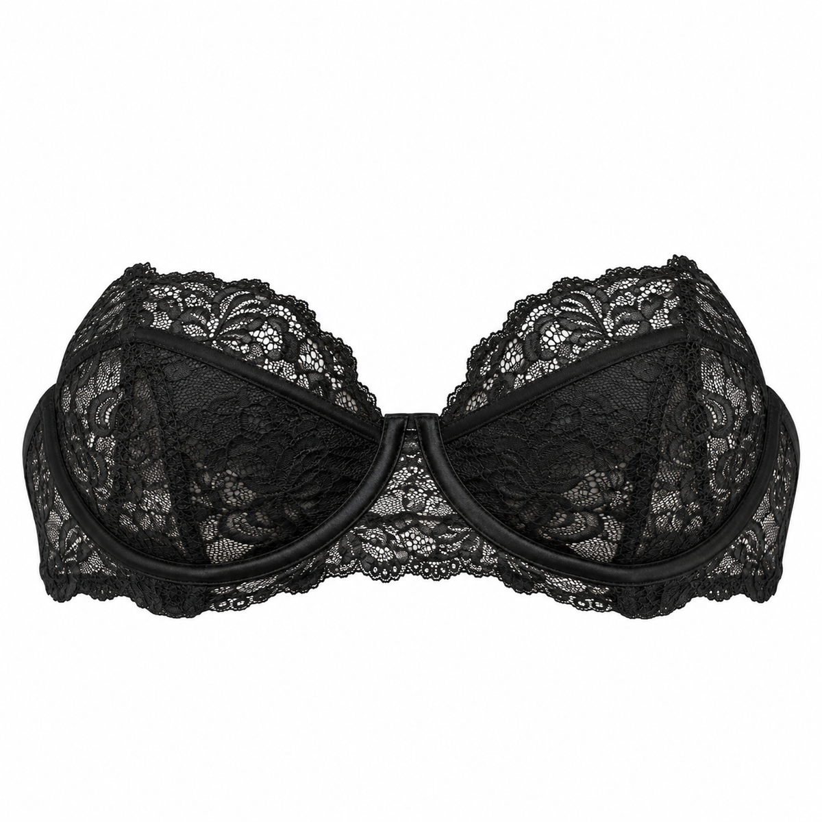The Kandy Store Women's Black Floral Lace Crisscross Strappy Bralette