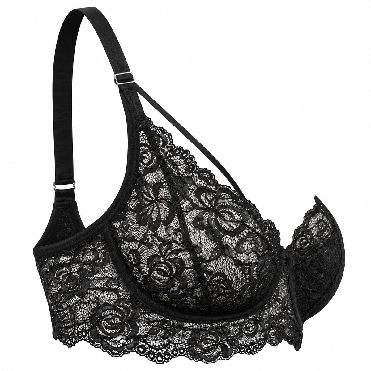 The Kandy Store Women's Black Floral Lace Crisscross Strappy Bralette