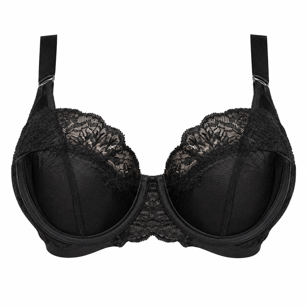 The Kandy Store Women's Black Floral Lace Underwire Bra with Adjustable Straps