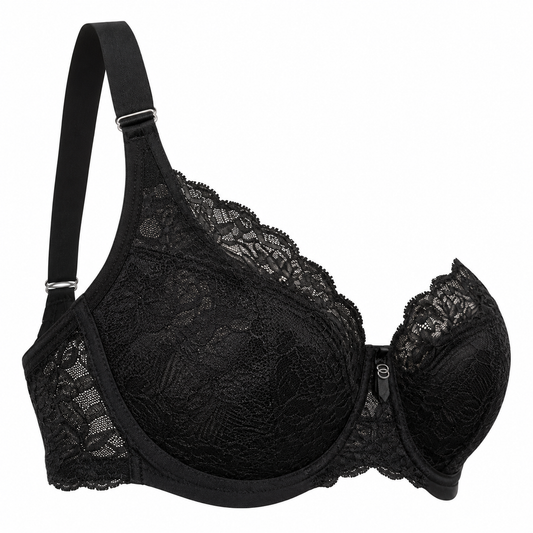 The Kandy Store Women's Black Floral Lace Underwire Bra with Adjustable Straps