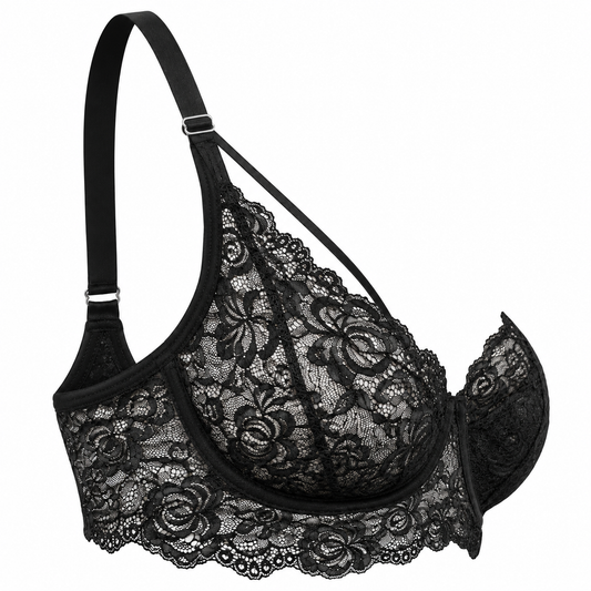 The Kandy Store Women's Black Floral Lace Crisscross Strappy Bralette