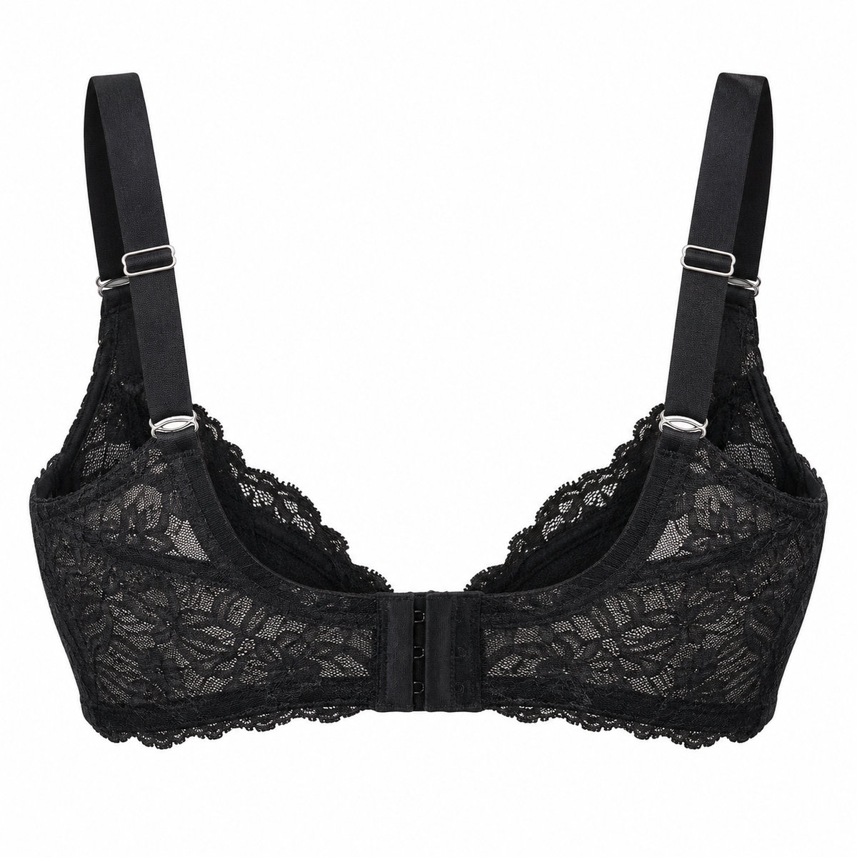 The Kandy Store Women's Black Floral Lace Underwire Bra with Adjustable Straps
