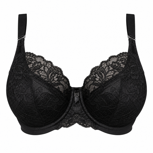 The Kandy Store Women's Black Floral Lace Underwire Bra with Adjustable Straps