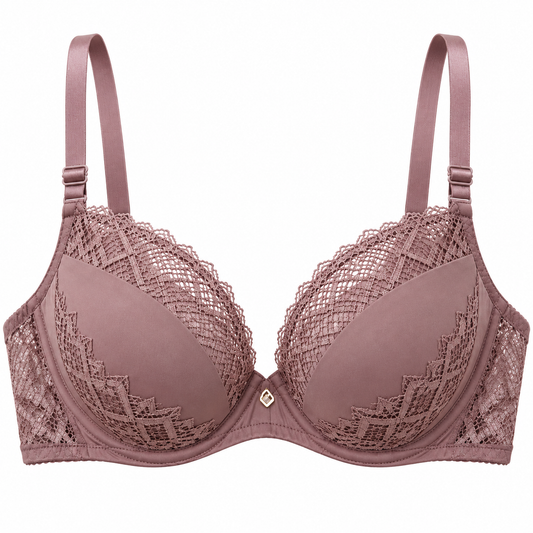 The Kandy Store Women's Dusty Rose Lace Underwire Bra with Adjustable Straps