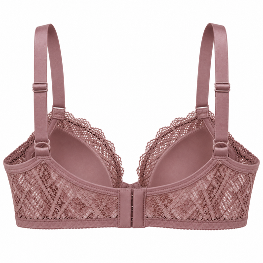 The Kandy Store Women's Dusty Rose Lace Underwire Bra with Adjustable Straps
