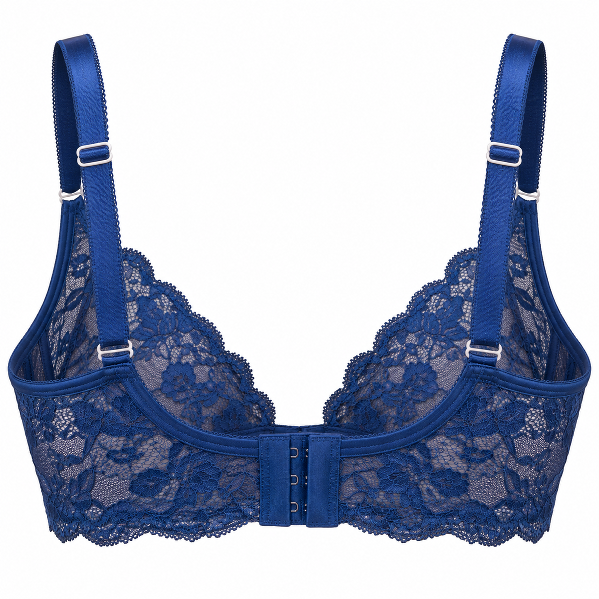 The Kandy Store Women's Royal Blue Floral Lace Underwire Bra with Adjustable Straps